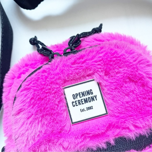 Opening Ceremony Faux Fur Mini Crossbody Hot Pink Bag - Picture 2 of 6